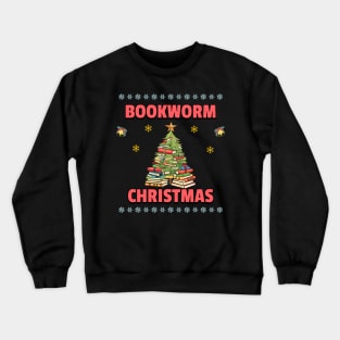 Bookworm Christmas Tree books Crewneck Sweatshirt